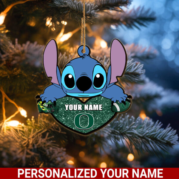 Oregon DucksStitch Custom Name Ornament NCAA And St With Heart Ornament