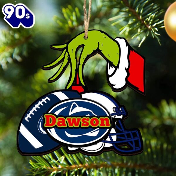 Penn State Nittany Lions Personalized Your Name Grinch And Football Ornament