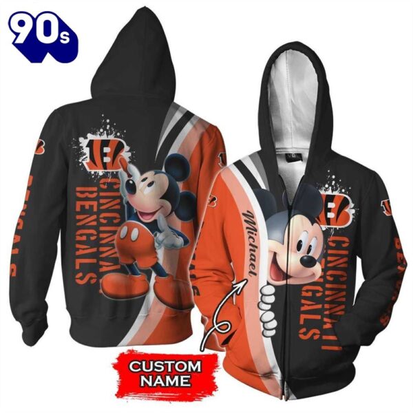 Personalized Cincinnati Bengals Mickey Mouse All Over Print 3D Shirt
