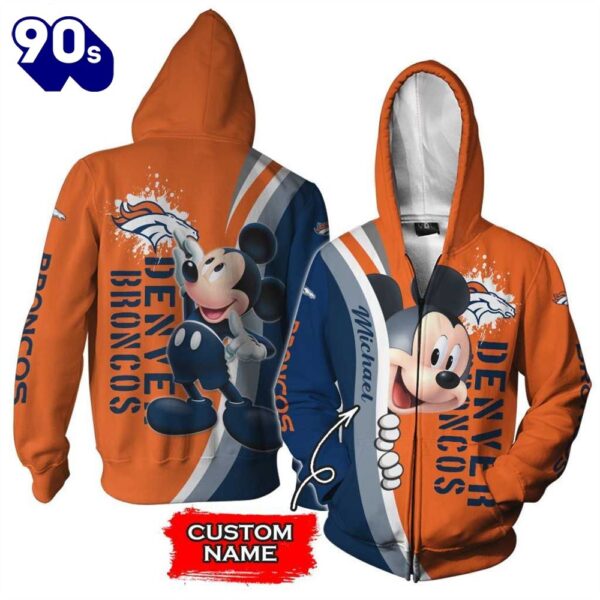 Personalized Denver Broncos Mickey Mouse All Over Print 3D Shirt