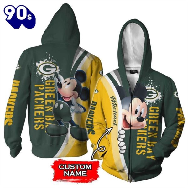 Personalized Green Bay Packers Mickey Mouse All Over Print 3D Shirt