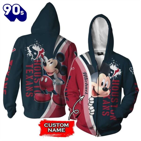 Personalized Houston Texans Mickey Mouse All Over Print 3D Shirt