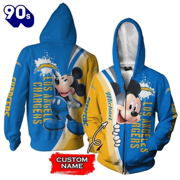 Personalized Los Angeles Chargers Mickey Mouse All Over Print 3D Shirt