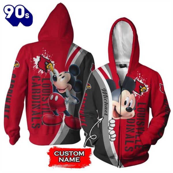 Personalized Louisville Cardinals Mickey Mouse All Over Print 3D Shirt