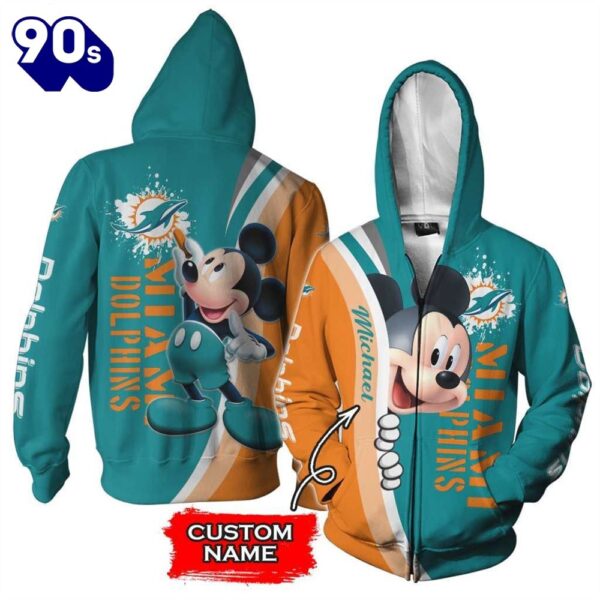 Personalized Miami Dolphins Mickey Mouse All Over Print 3D Shirt