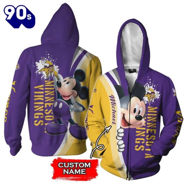 Personalized Minnesota Vikings Mickey Mouse All Over Print 3D Shirt