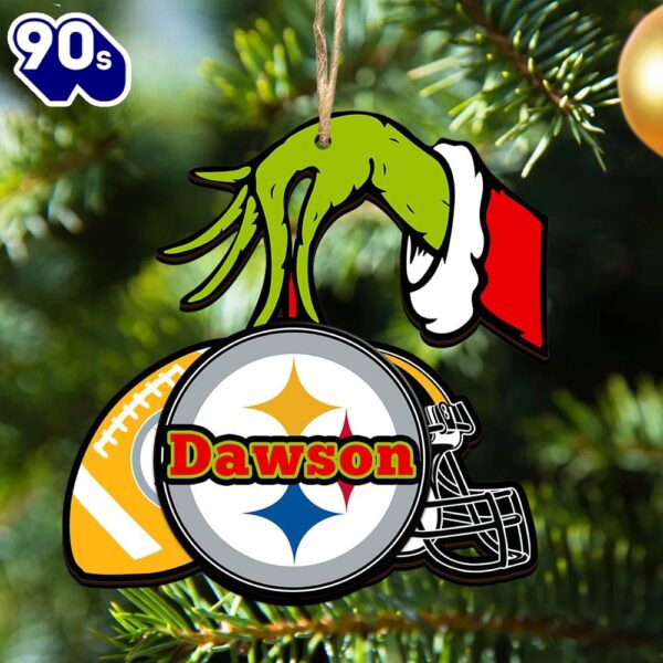 Pittsburgh Steelers Personalized Your Name Grinch And Football Ornament