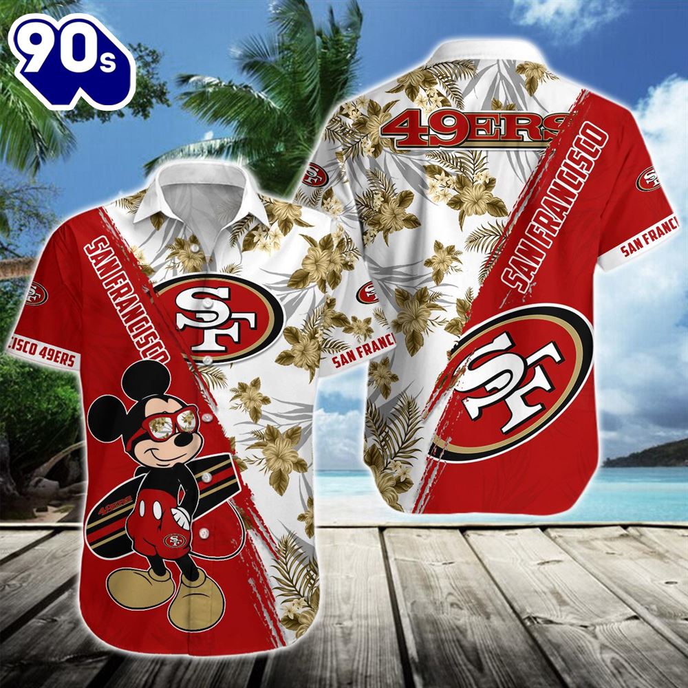 San Francisco 49ers Team NFL Mickey Hawaiian Beach Shirt San Francisco 49ers Team NFL Mickey Hawaiian Beach Shirt