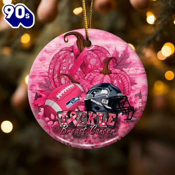 Seattle Seahawks  Breast Cancer And Sport Team Ceramic Ornament