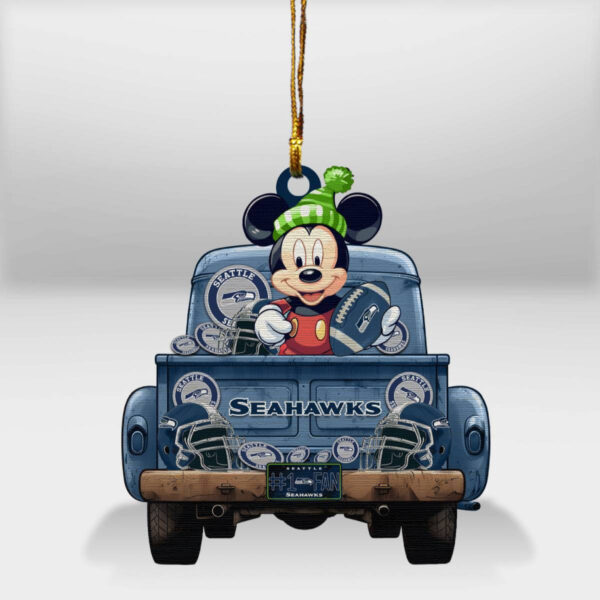 Seattle Seahawks Mickey Mouse Christmas Wood Ornament