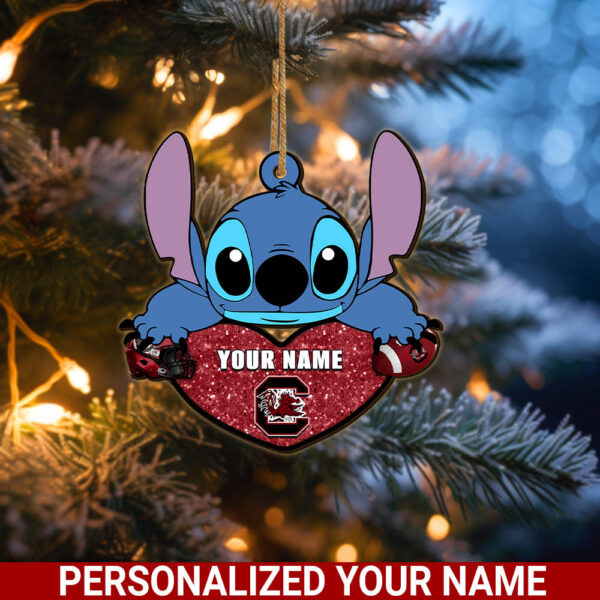 South Carolina GamecocksStitch Custom Name Ornament NCAA And St With Heart Ornament