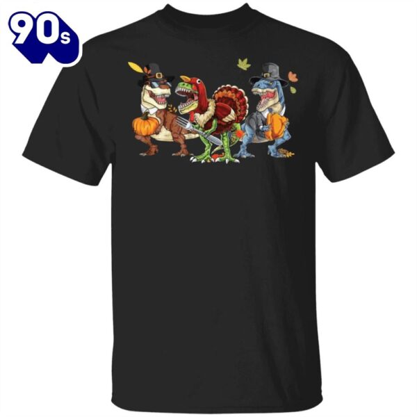 T-Rex Happy Halloween And Thanksgiving T-Shirt Party Costumes For Family Dinosaur Gifts Unisex