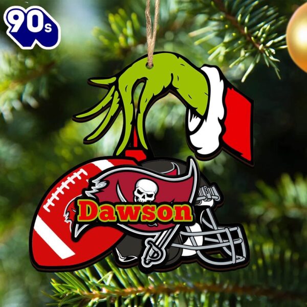 Tampa Bay Buccaneers Personalized Your Name Grinch And Football Ornament