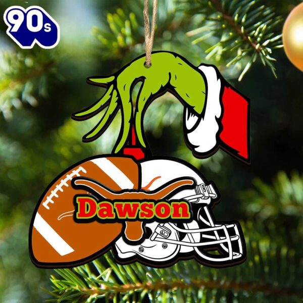 Texas Longhorns Personalized Your Name Grinch And Football Ornament