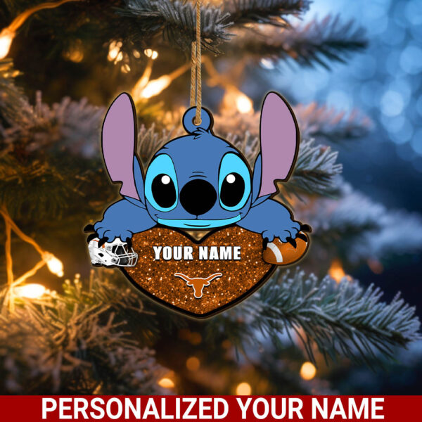 Texas LonghornsStitch Custom Name Ornament NCAA And St With Heart Ornament