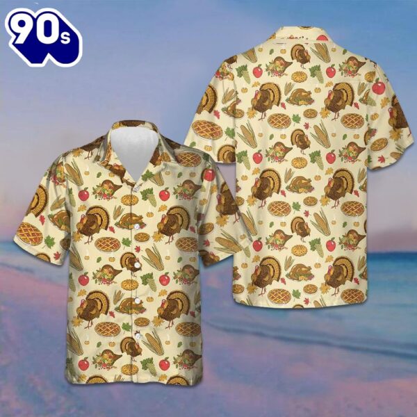 Thanksgiving Pattern Hawaiian Shirt Men’s Button Down Shirts Gifts For Thanksgiving