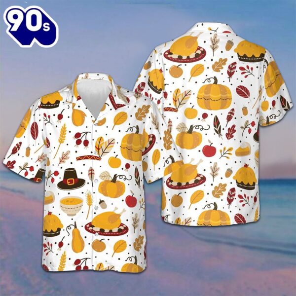 Thanksgiving Pattern Hawaiian Shirt Men’s Button Down Shirts Thanksgiving Gift Ideas