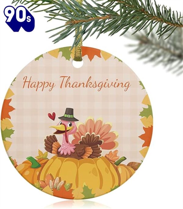 Thanksgiving Round Ornaments Ceramics Diameter Decorative Ornament Hanging on Christmas Tree