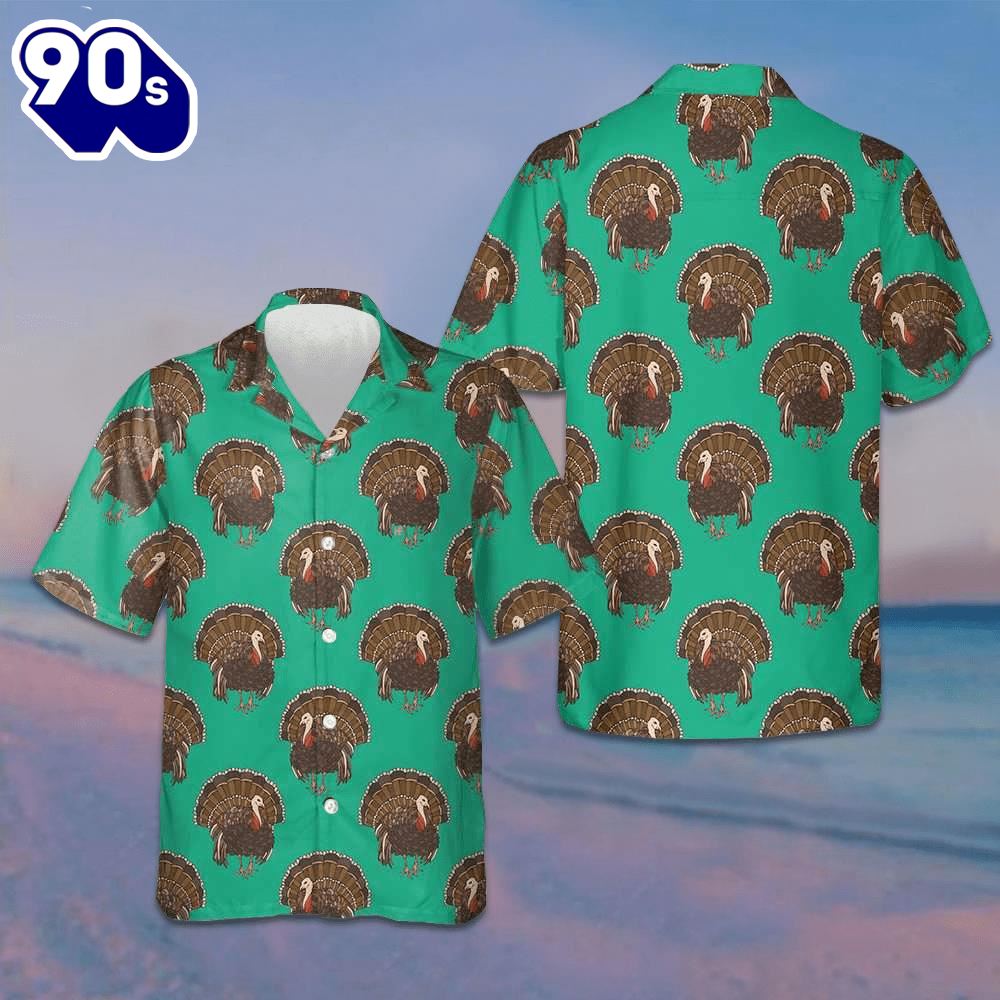 Thanksgiving Turkey Hawaiian Shirt Green Button Up Shirt Gifts For Thanksgiving Thanksgiving Turkey Hawaiian Shirt Green Button Up Shirt Gifts For Thanksgiving