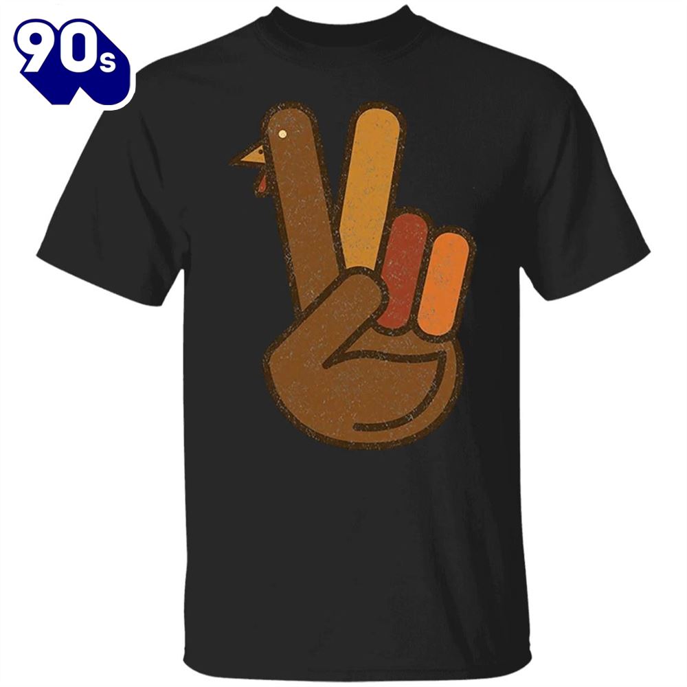 Turkey Peace Sign Hand T-Shirt Thanksgiving V Sign Hand Basic Graphic Tees Gifts For Friends Turkey Peace Sign Hand T-Shirt Thanksgiving V Sign Hand Basic Graphic Tees Gifts For Friends