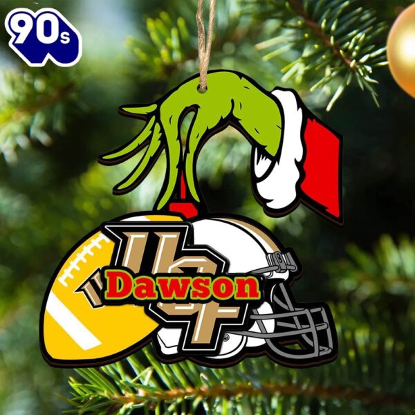 UCF Knights Personalized Your Name Grinch And Football Ornament