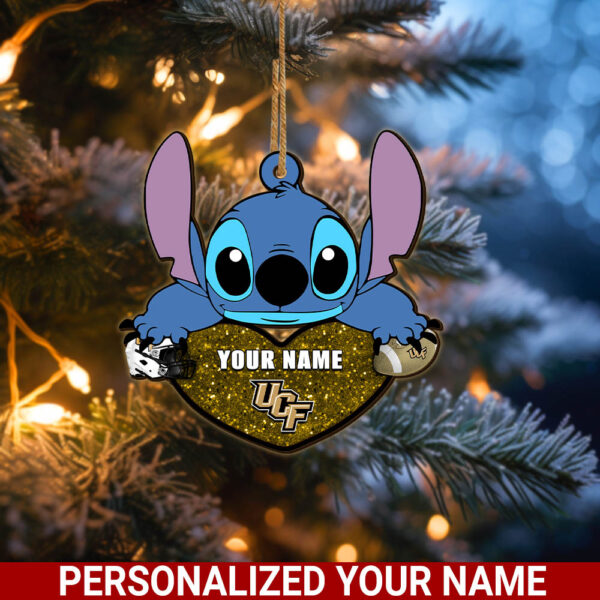UCF KnightsStitch Custom Name Ornament NCAA And St With Heart Ornament