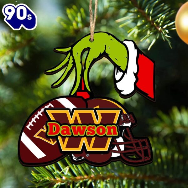 Washington Commanders Personalized Your Name Grinch And Football Ornament