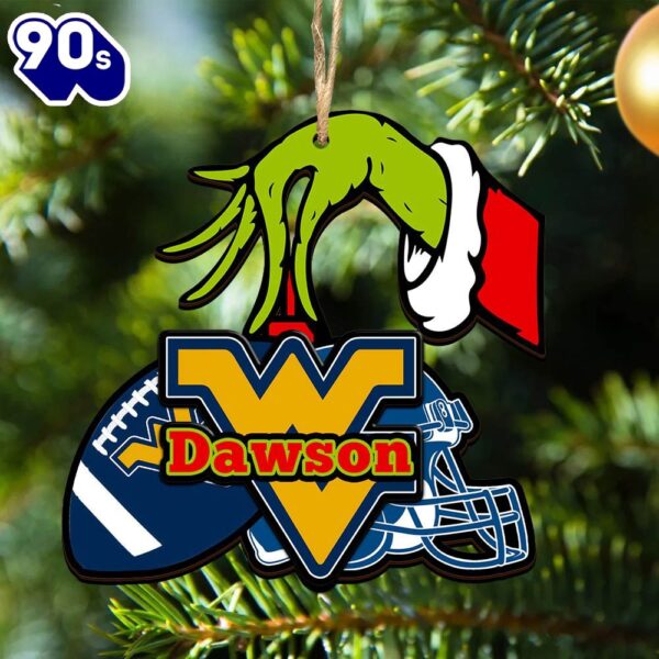 West Virginia Mountaineers Personalized Your Name Grinch And Football Ornament