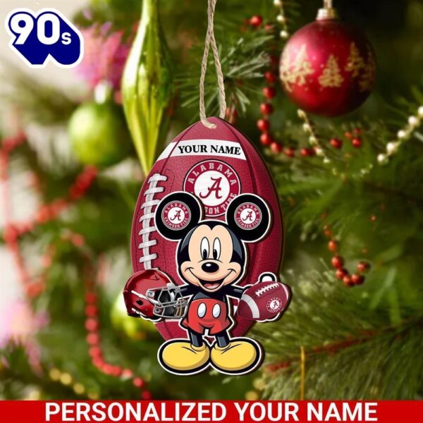 Alabama Crimson Tide And Mickey Mouse Ornament Personalized Your Name