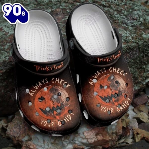 Always Check Your Candy Tricks Treat Horror Movie Halloween Classic Clogs Shoes