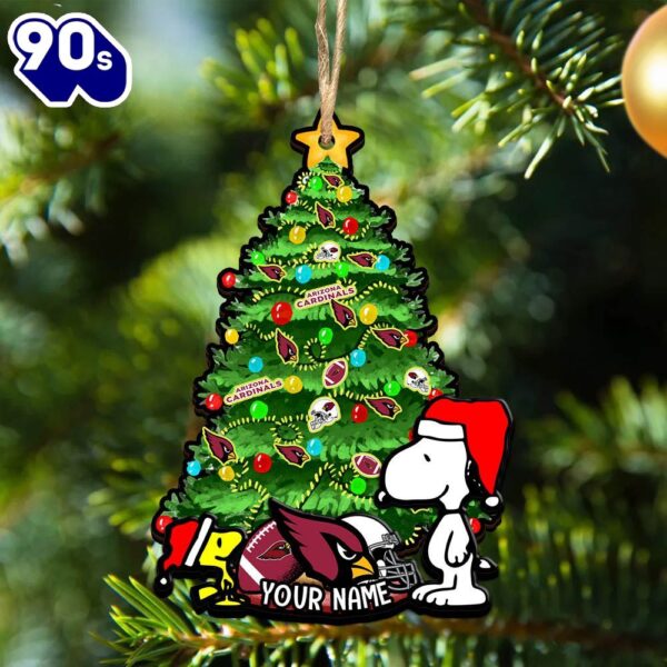 Arizona Cardinals Snoopy And NFL Sport Ornament Personalized Your Name