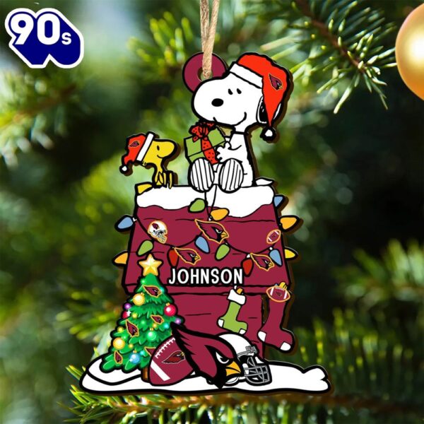 Arizona Cardinals Snoopy NFL Christmas Ornament Personalized Your Name