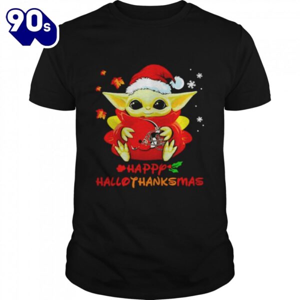 Baby Yoda Browns Happy Hallothanksmas Shirt