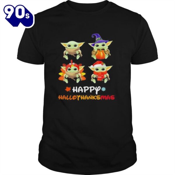 Baby Yoda Happy Hallothanksmas Halloween Thanksgiving Christmas Shirt