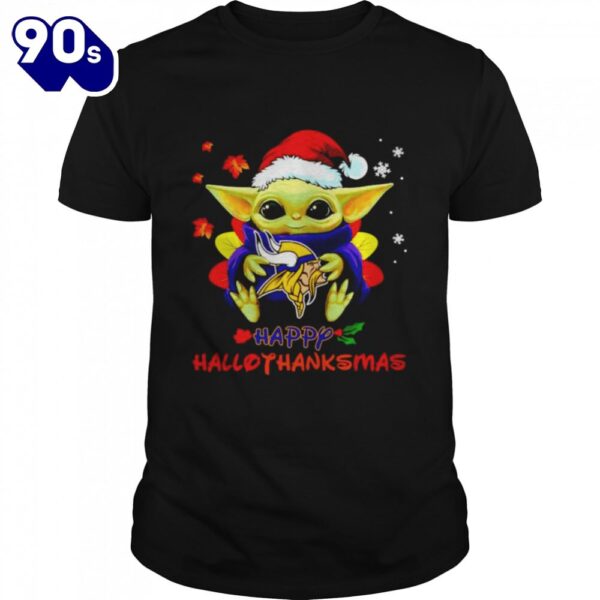 Baby Yoda Vikings Happy Hallothanksmas Shirt