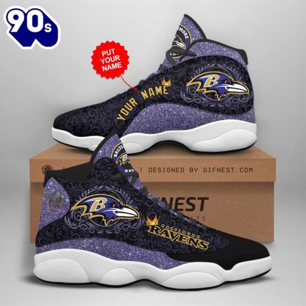 Baltimore Ravens Custom Name Air Jordan 13 Shoes For Fan Sport