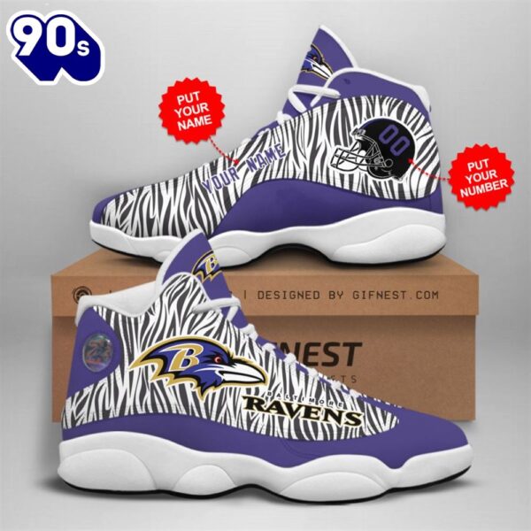 Baltimore Ravens Custom Name Number Air Jordan 13 Shoes