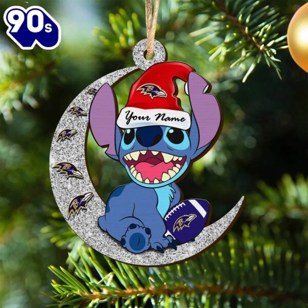 Baltimore Ravens NFL Stitch With Moon Ornament