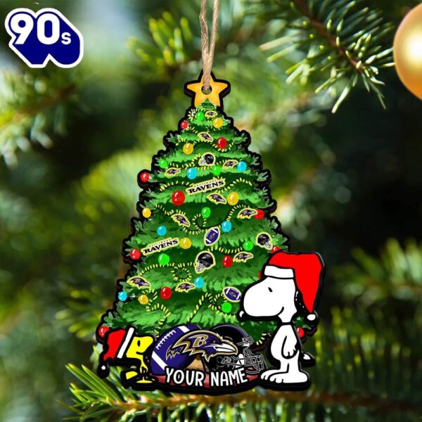 Baltimore Ravens Snoopy And NFL Sport Ornament Personalized Your Name