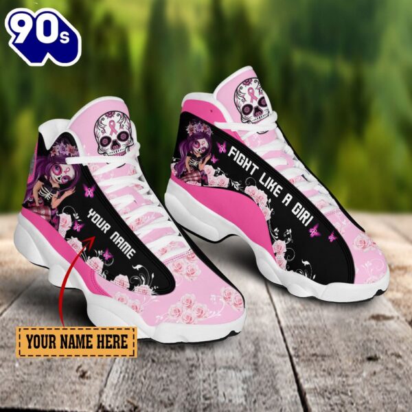 Breast Cancer Fight Like A Girl Pink Flower Custom Name Jd13 Shoes