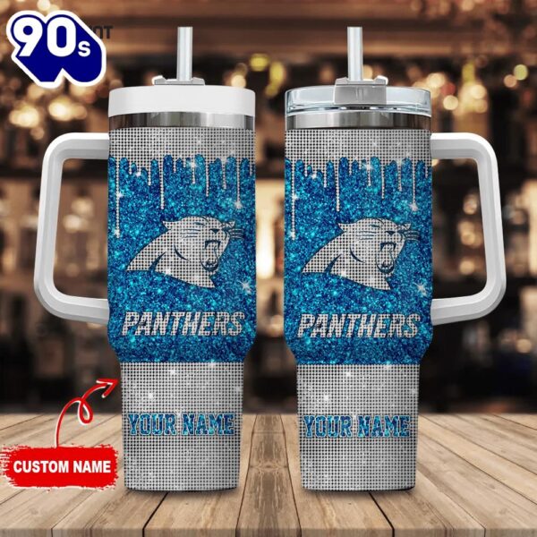 Carolina Panthers Personalized Nfl Glitter And Diamonds Bling 40oz Stanley Tumbler