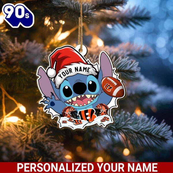 Cincinnati Bengals NFL Christmas With Stitch Ornament