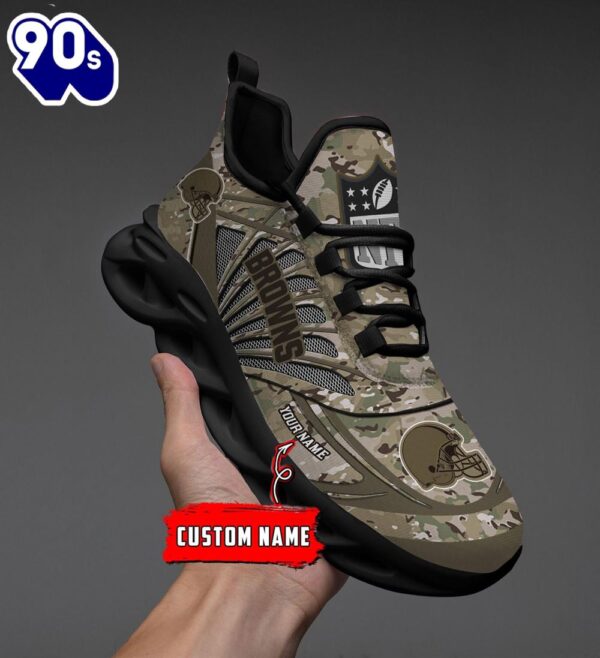 Cleveland Browns NFL Personalized Camo Max Soul Shoes