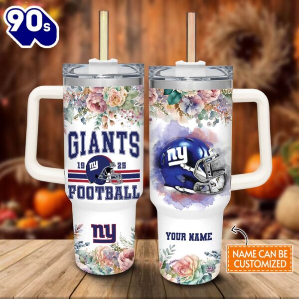 Custom Name Giants Helmet Flame Pattern 40oz Stainless Steel Tumbler