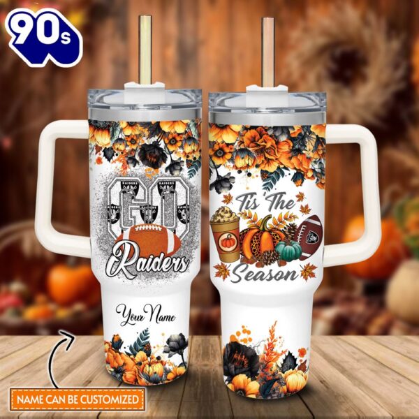 Custom Name Go Raiders Tis The Season Flower Pattern 40oz Stainless Steel Tumbler