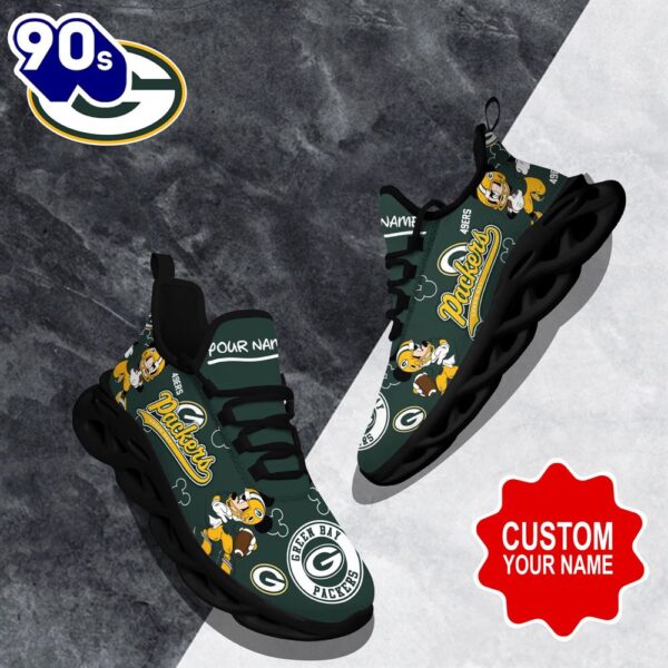 Custom Name Mickey Green Bay Packers Clunky Shoes