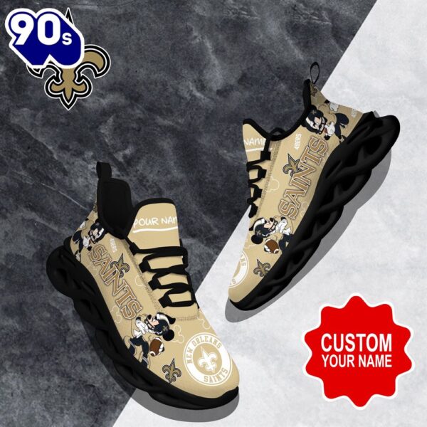 Custom Name Mickey New Orleans Saints Clunky Shoes