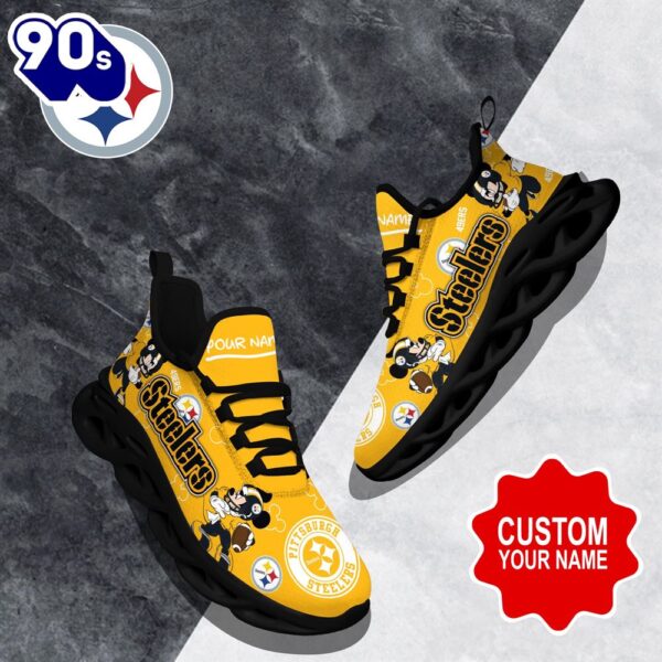 Custom Name Mickey Pittsburgh Steelers Clunky Shoes