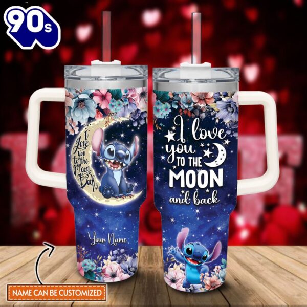 Custom Name Stitch I Love You To The Moon &Amp Back 40oz Stainless Steel Tumbler