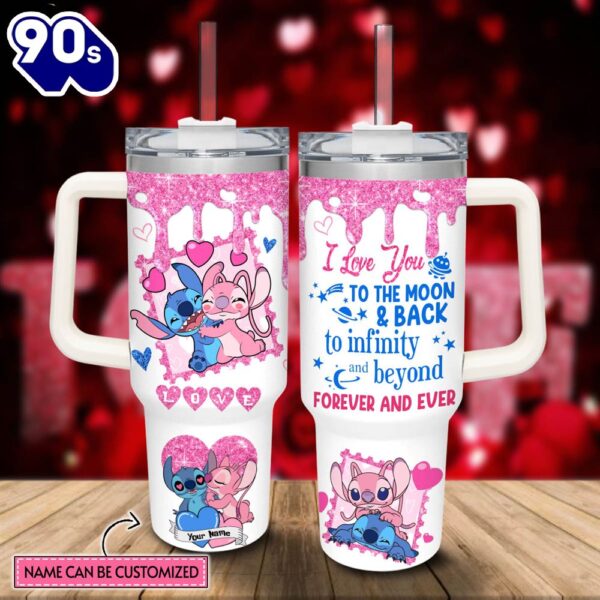 Custom Name Stitch Love You To The Moon &Amp Back 40oz Stainless Steel Tumbler